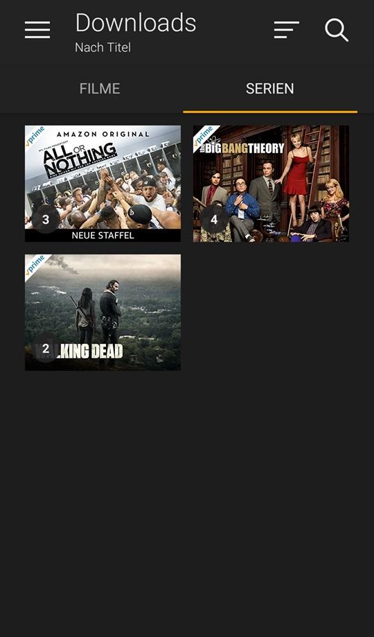 Amazon Prime Video App Screenshot  Bild © PCMasters.de